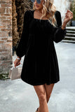 Black Velvet A line Holiday Party Dress with Pleated