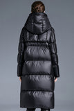 Black Winter Long Sleeves Puffer Jacket with Pockets