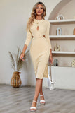 Apricot Cutout Bodycon Party Dress With Slit