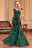Dark Green Mermaid Sequins Formal Dress