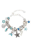 Blue Ocean Series Dolphin Starfish Pendant Beaded Bracelet