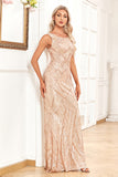 Sparkly Sleeveless Champagne Prom Dress Sequins