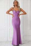 Mermaid Spaghetti Straps Purple Prom Dress