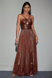 Brown A Line Prom Dress with Hollow-out