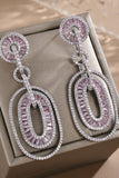 Pink Rhinestone Ring Drop Earrings