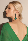 Dark Green Rhinestone Dangle Earrings