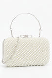 White Pearl Beaded Party Handbag