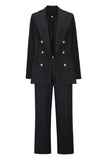 Large Lapel Double Breasted Blazer Casual Straight Trousers Suit