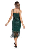 Blush Fringed Spaghetti Straps 1920s Gatsby Dress