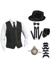 Black Single Breasted Men's Suit Vest with Accessories Set