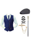 Black One Breasted Men's Vest with Accessories Set