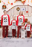 Red Print Christmas Family Matching Sleepwear Pajama Sets with Plaid