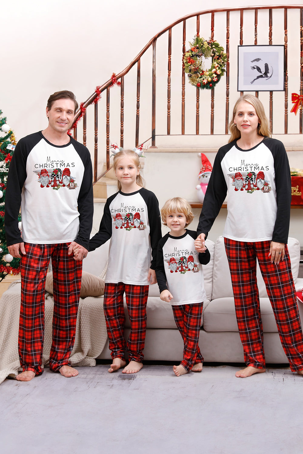 Long Sleeves Plaid Family Christmas Pajamas