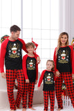 Red Plaid Christmas Fmaily Print Pajamas Sets with Dog