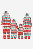 Grey and Red Pattern Stripes Christmas Fmaily Pajamas Set