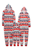 Grey and Red Pattern Stripes Christmas Fmaily Pajamas Set