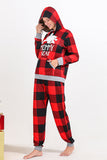 Christmas Family Red Grid Bear Print Pajamas Set