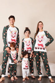 Dark Green Deer Christmas Family Pajamas Set