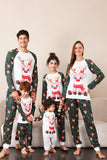 Dark Green Deer Christmas Family Pajamas Set