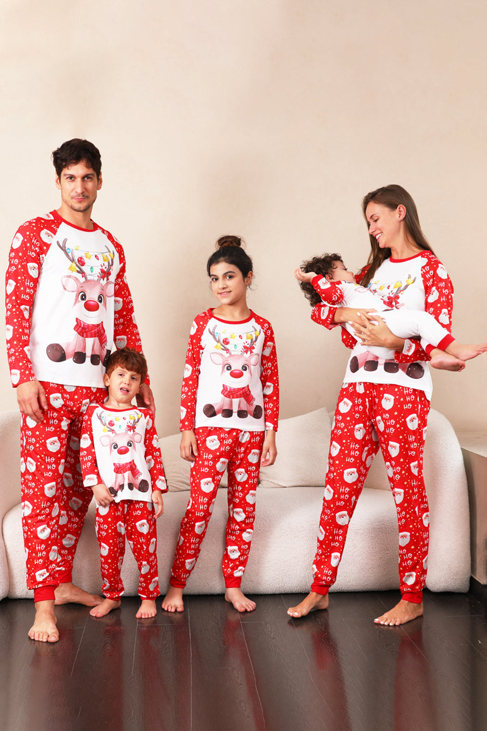 Red Deer Print Family Christmas Pajamas