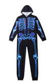 Family Cozy Skeleton Print Zip Up Hoodie Jumpsuits