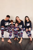 Navy Print Christmas Family Matching Pajamas Set