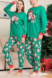 Green Santa Claus and Deer Christmas Family Matching Pajamas Set