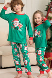 Green Santa Claus and Deer Christmas Family Matching Pajamas Set