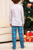 Grey Deer and Blue Plaid Christmas Family Matching Pajamas Set