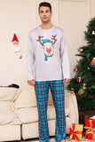 Grey Deer and Blue Plaid Christmas Family Matching Pajamas Set