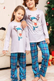 Grey Deer and Blue Plaid Christmas Family Matching Pajamas Set