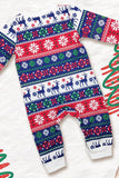 White and Blue Deer Snowflake Pattern Christmas Family Matching Pajamas Set