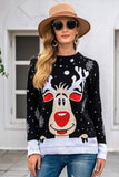 Black Christmas Reindeer Black Snowflake Sweater
