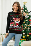 Black Red Cute Dog Christmas Sweater with Long Sleeves
