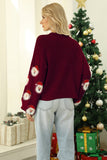 Black Christmas Santa Claus Knit Sweater with Long Sleeves