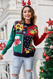 Women's Christmas Color Block Pull Over Knitted Sweater