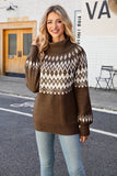 Christmas Coffee High Neck Pullover Knitted Sweater