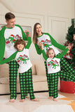 Christmas Family Matching Pajamas Green Plaid Dinosaur Print Pajamas Set