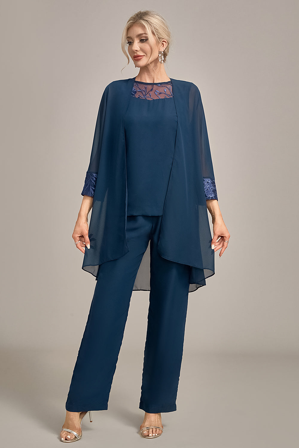 mother of the bride dresses pant suits Long Sleeves Chiffon Mother Of The Bride Dress Pants Suits