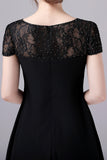 Black A-line Cap Sleeves Knee Length Mother of the Bride Dress