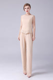 Champagne Long Coat 3 Pieces Mother of the Bride Pant Suits