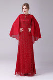 Burgundy A-Line Floor-Length Mother of the Bride Dress With Appliques