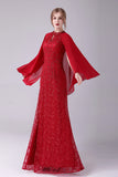 Burgundy A-Line Floor-Length Mother of the Bride Dress With Appliques