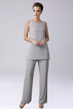 Sliver Jumpsuit/Pantsuit Separates Floor-Length Chiffon Mother of the Bride Dress