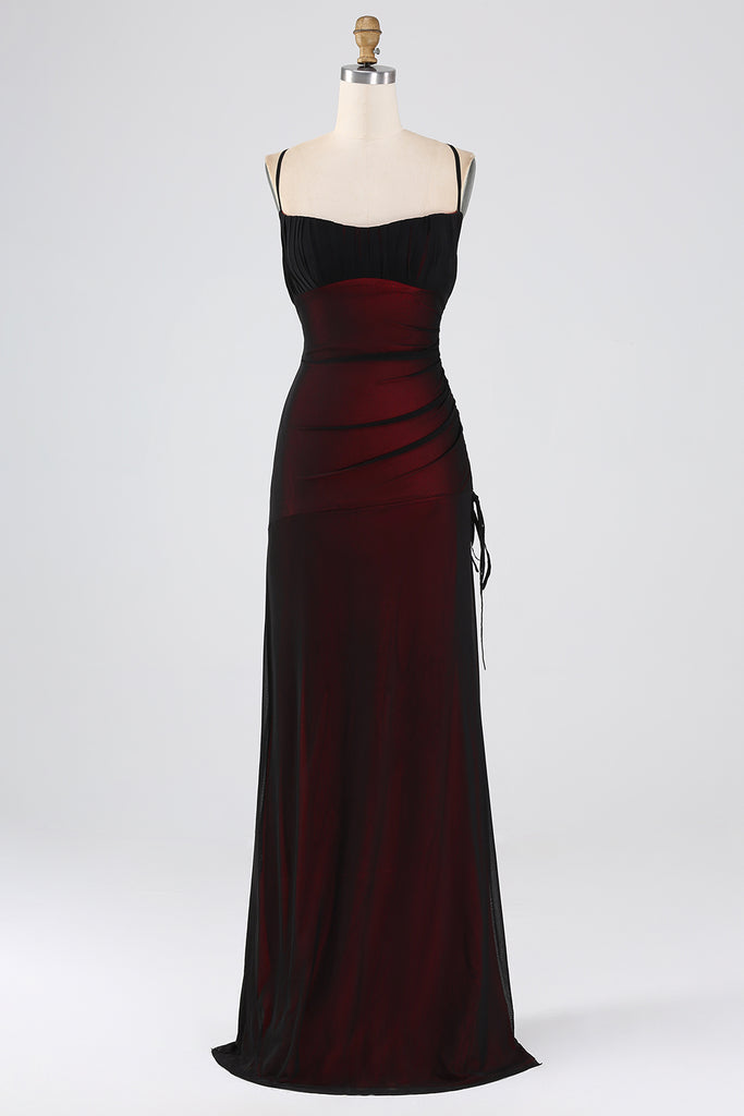 Ruffled Sheath Spaghetti Straps Little Black Dress