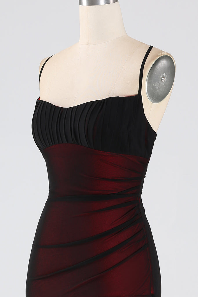 Spaghetti Straps Cut-Out Floor Length Trumpet/Mermaid Formal Dresses in Black main image 1