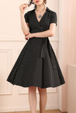 1950s Black White Dots Dress