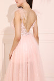 Glitter Pink Long Prom Dress