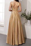 Satin Long Prom Party Dress With Slit