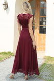 Burgundy Lace Chiffon Bridesmaid Dress